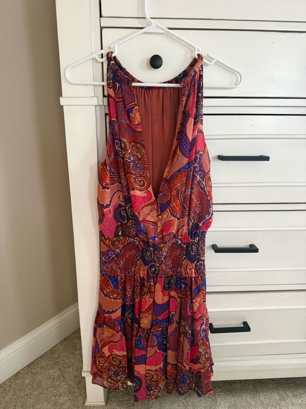 NEW A.L.C. cory silk mini dress in pink cobalt multi - Picture 8 of 8